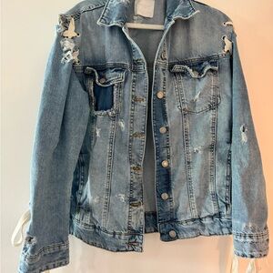 Zara Light Blue Distressed Jean Jacket